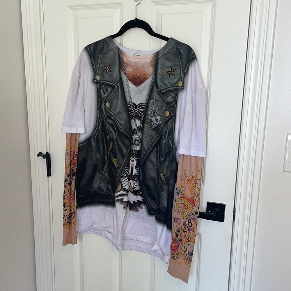 Women’s Graphic Long Sleeve Shirt with Vest Print Biker